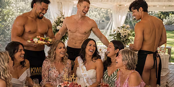 Nude waiters with apron for hire in New Zealand
