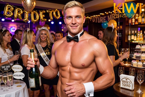2hrs - 1 Bowtie with Cuffs Waiter - NZ Topless Waiters - Bowtie & Cuffs from $345 bachelor party hire