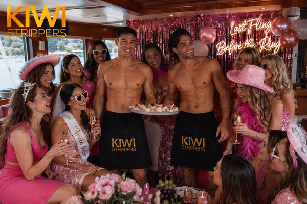 1hr - 2 G-String Waiters with Aprons - NZ Topless Waiters - G-String with Apron from $575 bachelor party hire
