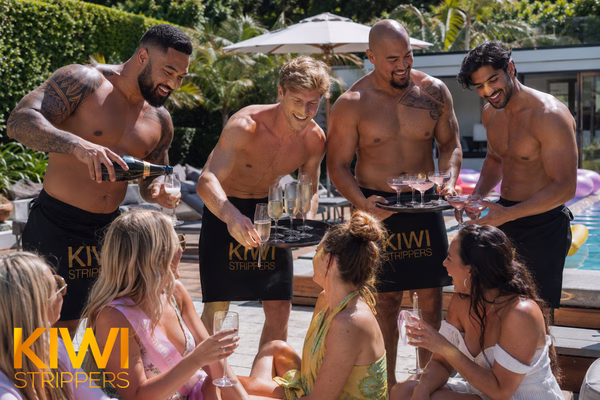 1hr - 4 G-String Waiters with Aprons - Uncensored